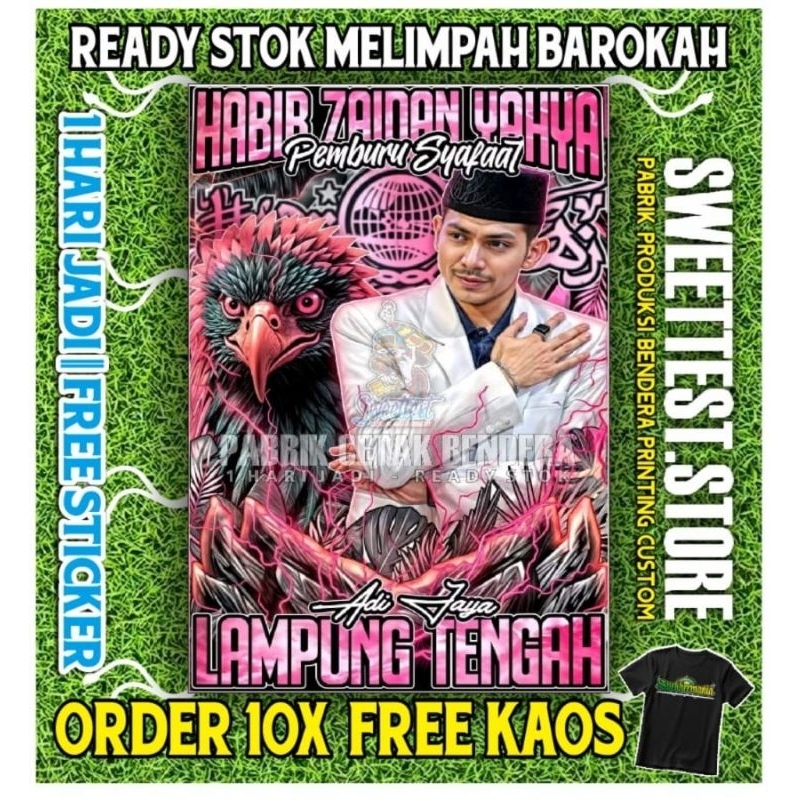 BEST SELLER + READY STOK, FREE STICKER, LOGO DESAIN SHOLAWAT, BENDERA MAJELISAN SHOLAWAT, BENDERA HA