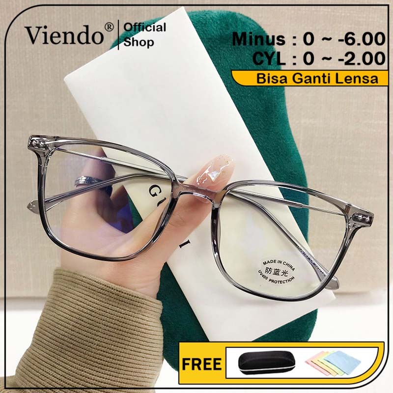 Viendo Kacamata Minus Photocromic Silinder Wanita Pria Anti Radiasi Blueray Kaca Mata Optik Frame