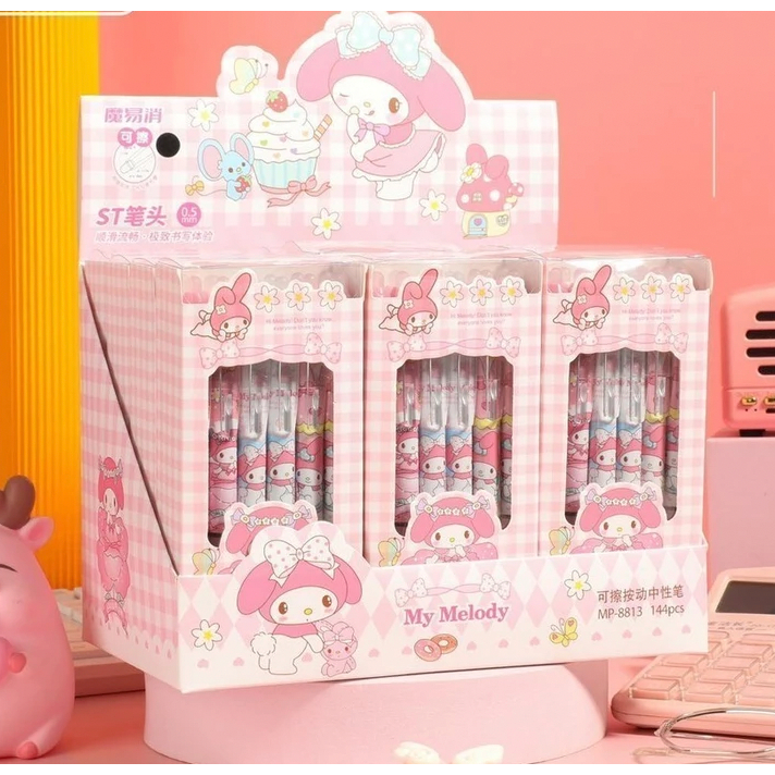 

ID (12PCS) GELPEN PEN JEL CETAK BISA HAPUS TINTA HITAM BOLPOIN GEL ERASABLE SANRIO KUROMI LABUBU