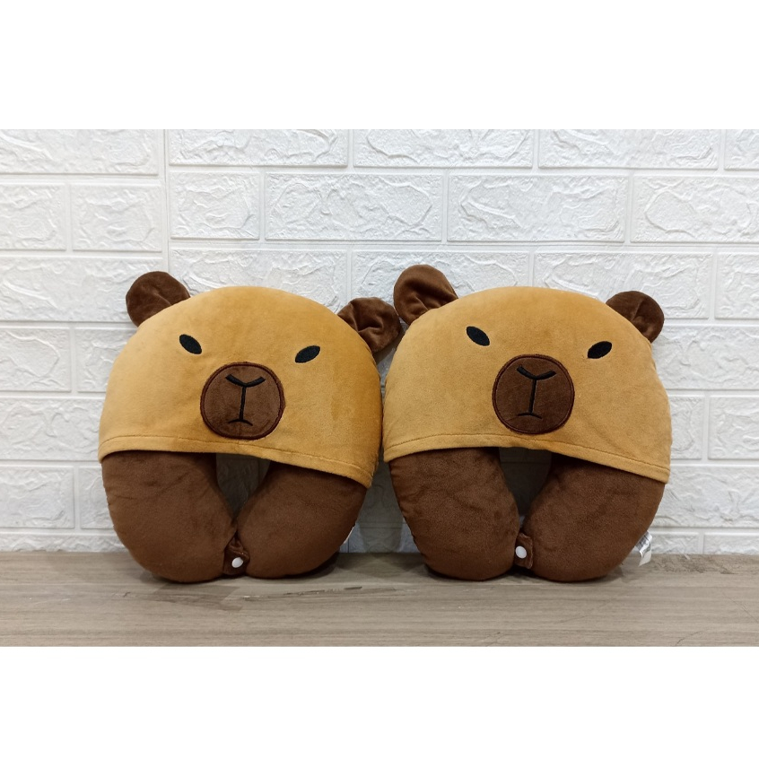 Hoodie Capybara , Bantal Leher Topi Capybara Brown