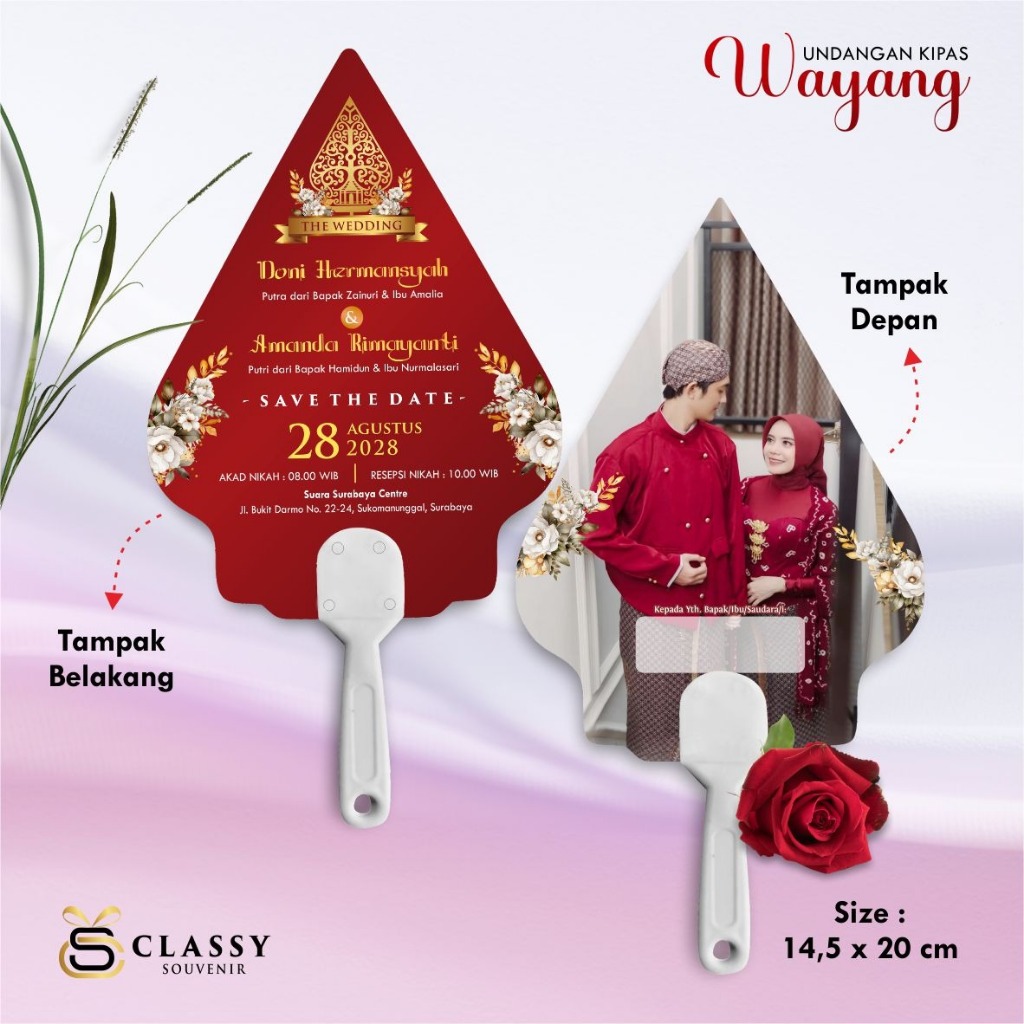 UNDANGAN KIPAS CUSTOM MURAH - SOUVENIR  UNDANGAN KIPAS PERNIKAHAN UNIK