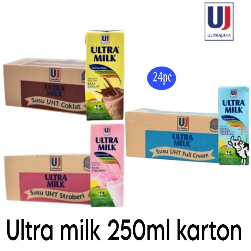 

Ultra milk 250ml Choc Straw full cream Karton isi 24pc