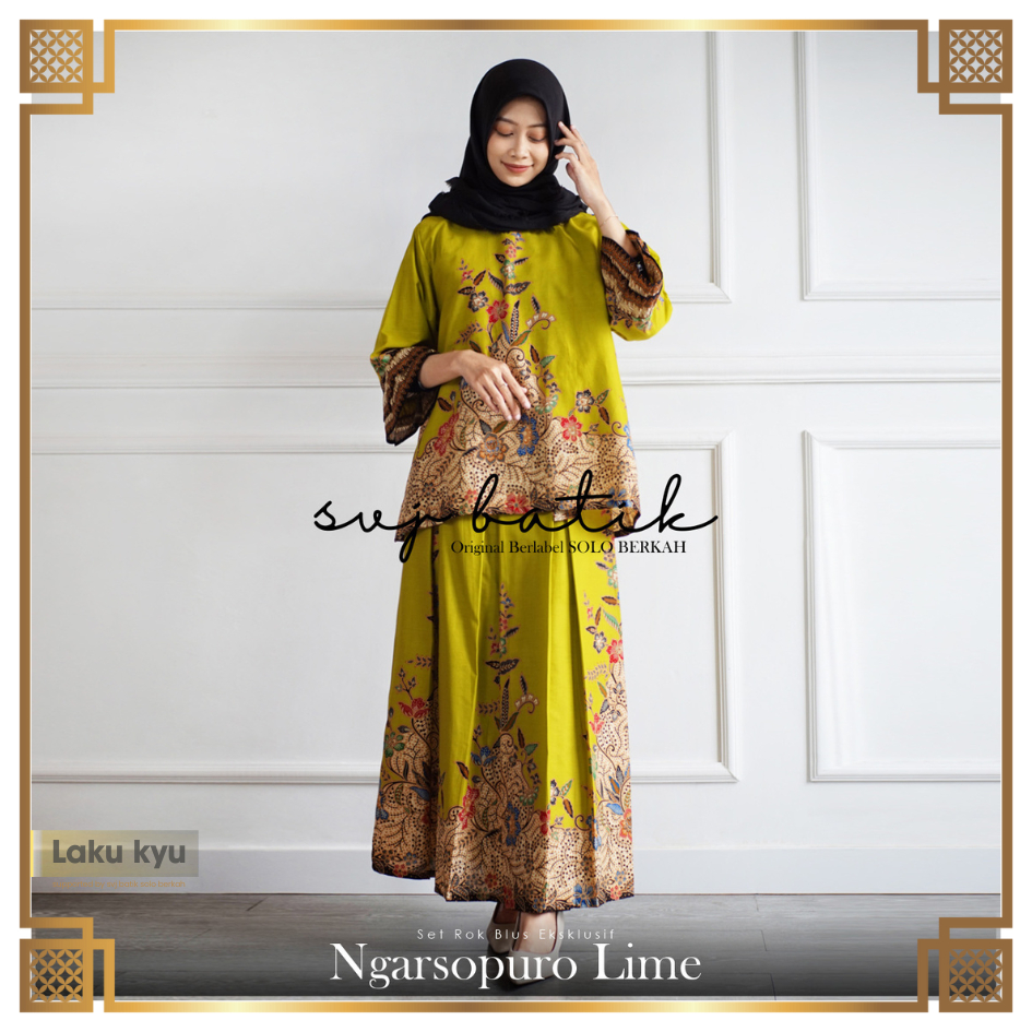 SETELAN BATIK WANITA BATIK SET ELVIRA ROK DAN BLOUSE ORIGINAL BY SVJ MURAH DAN BERKWALITAS