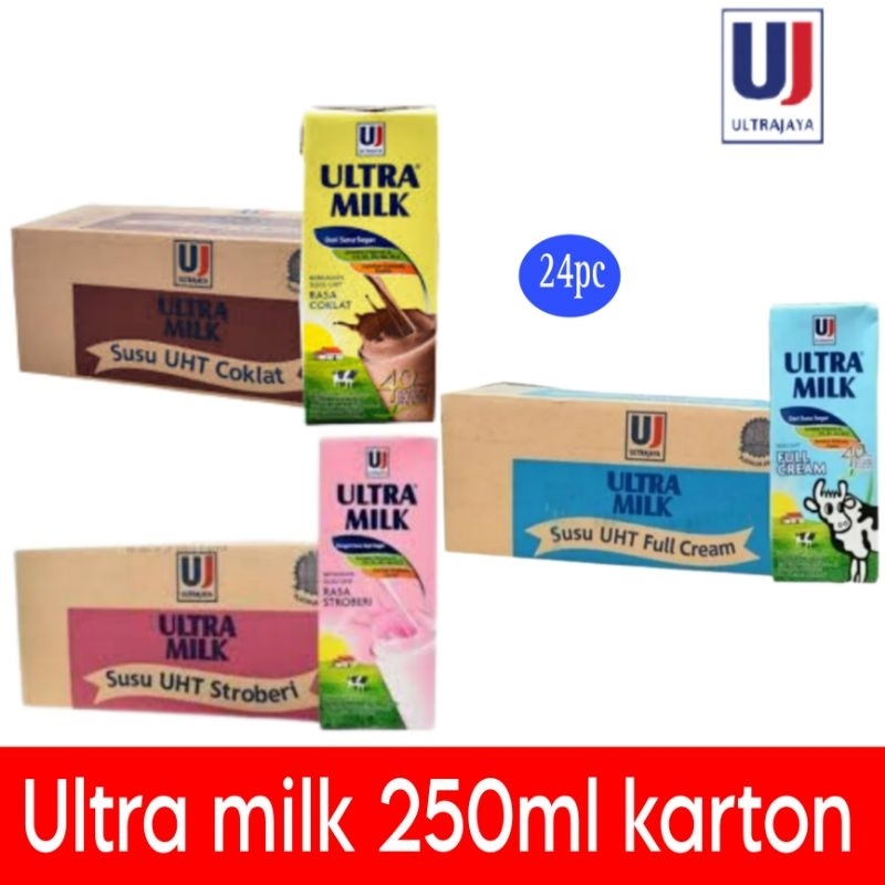 

Ultra milk karton Choc/Straw full cream 250 ml isi 24pc