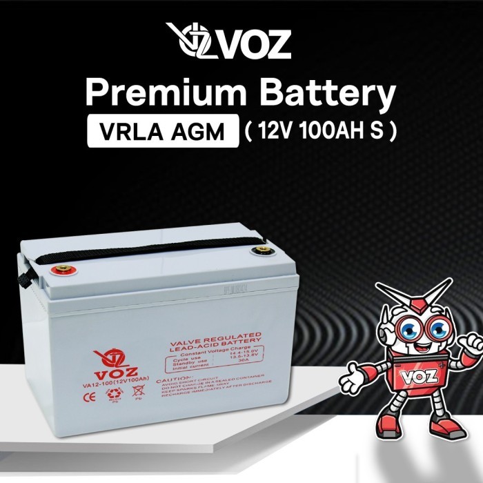 Voz VRLA 12V 100Ah | Baterai Solar Panel | Baterai Aki Kering VRLA 12V 100Ah
