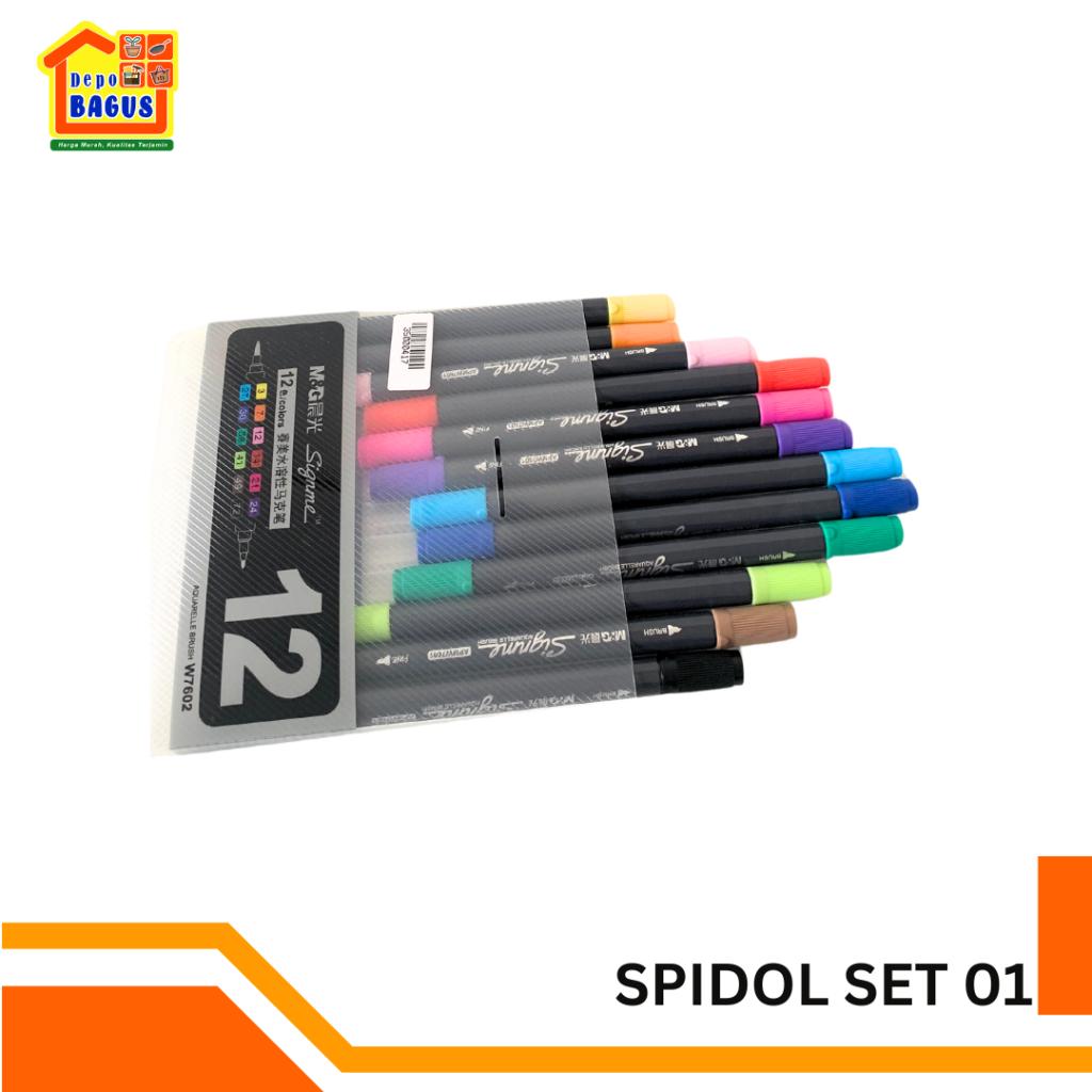 

Double round marker Soft brush and bullet 12colors Spidol Warna-Warni