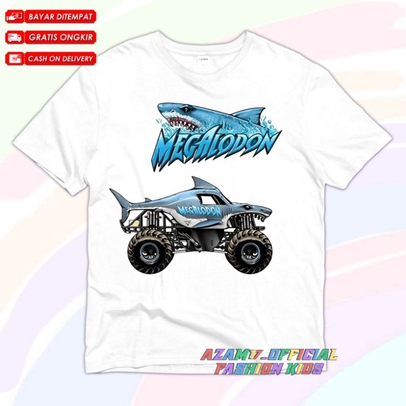 (BISA COD) Kaos Anak Baju Anak Monster Jam Truck Monster Megalodon / Kaos T-shirt Anak Monster Truk 