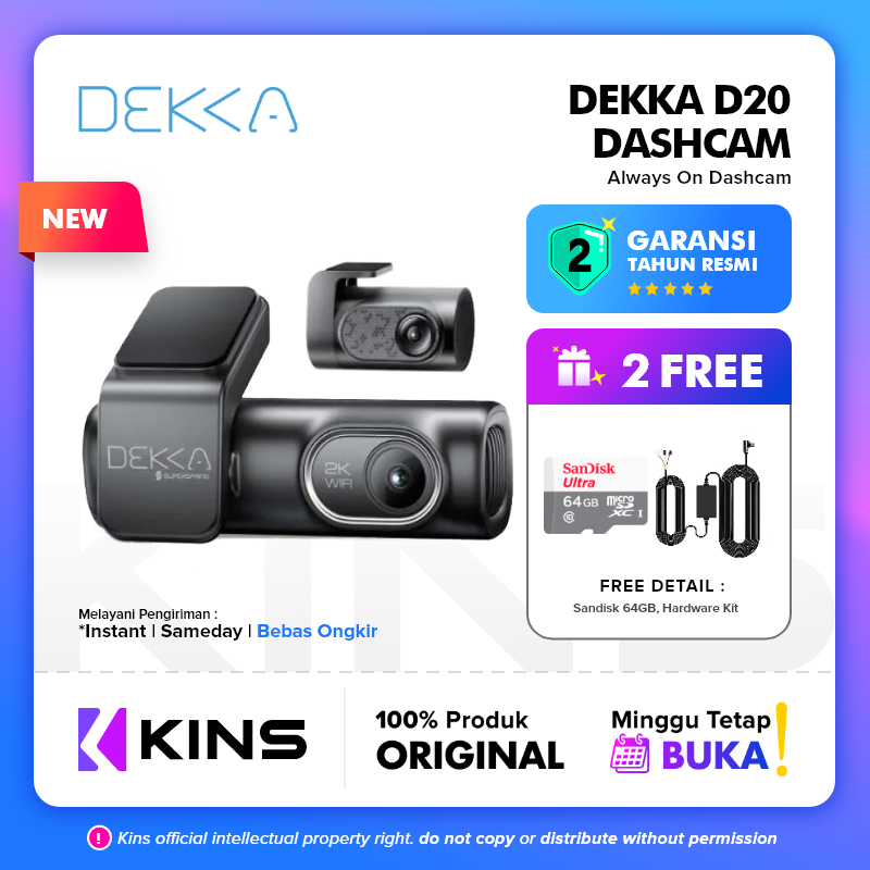 Dashcam DEKKA D20 2K Dual Camera Dashcam Memory Included