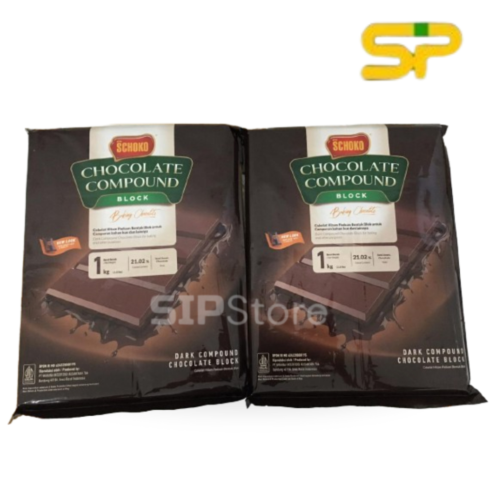 

SCHOKO Dark Compound Chocolate Block - 1 Kg / Coklat Batangan