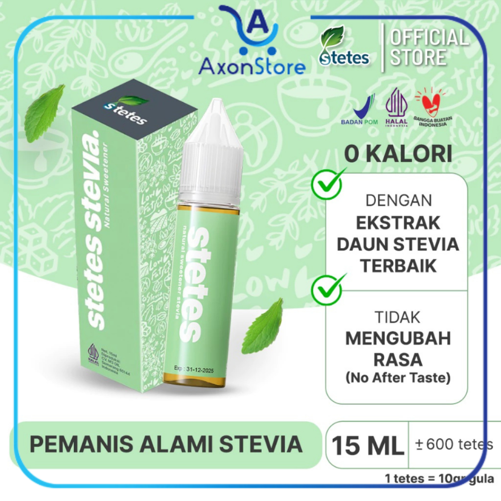 

STETES Stevia 15ML Natural Sweetener Alternatif Gula Nol Kalori Kemasan Praktis 15 ml