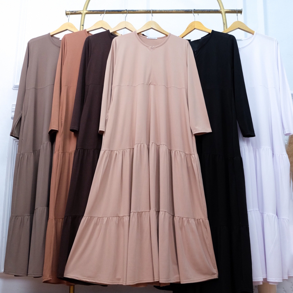 Gamis Jersey Susun Busui - JV Hasanah Rabia Ruffle Dress