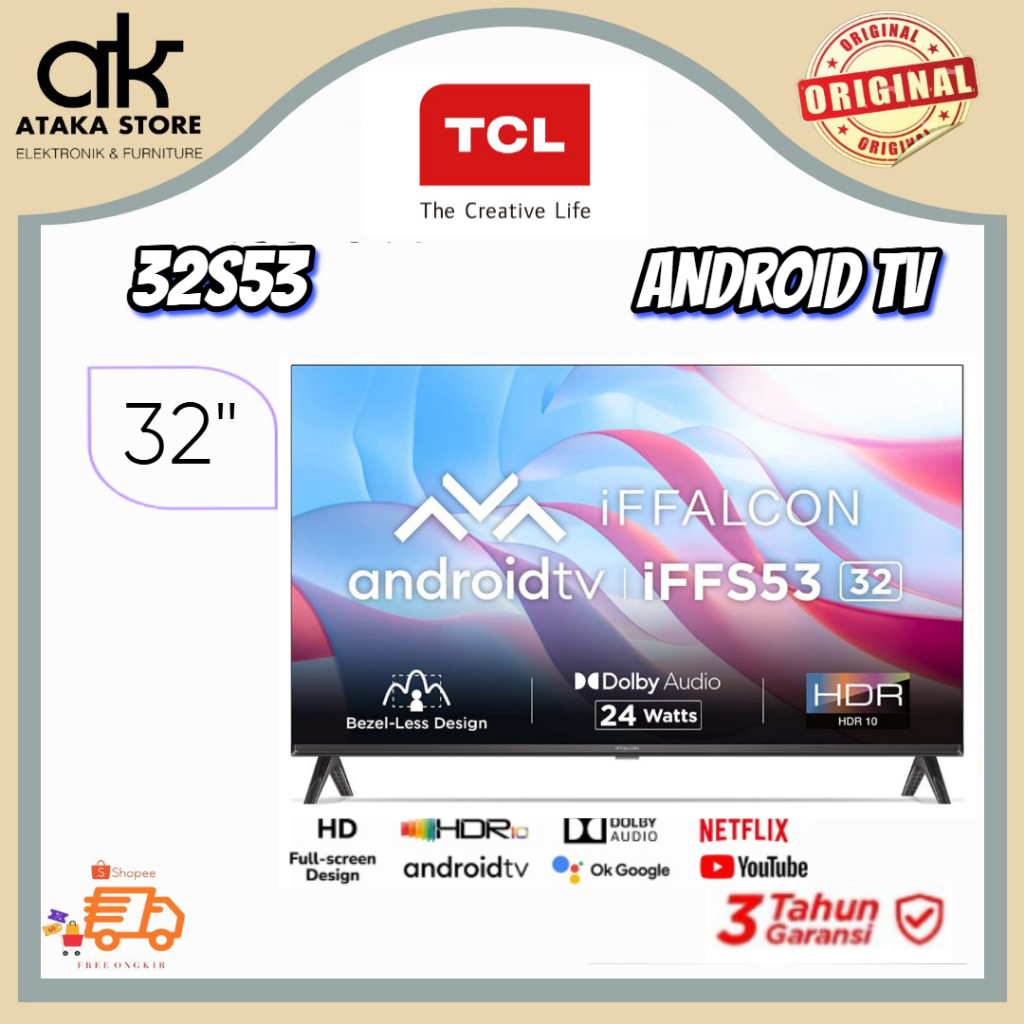 TV LED IFFALCON BY TCL ANDROID TV 32INCH 32S55 ifalcon by tcl