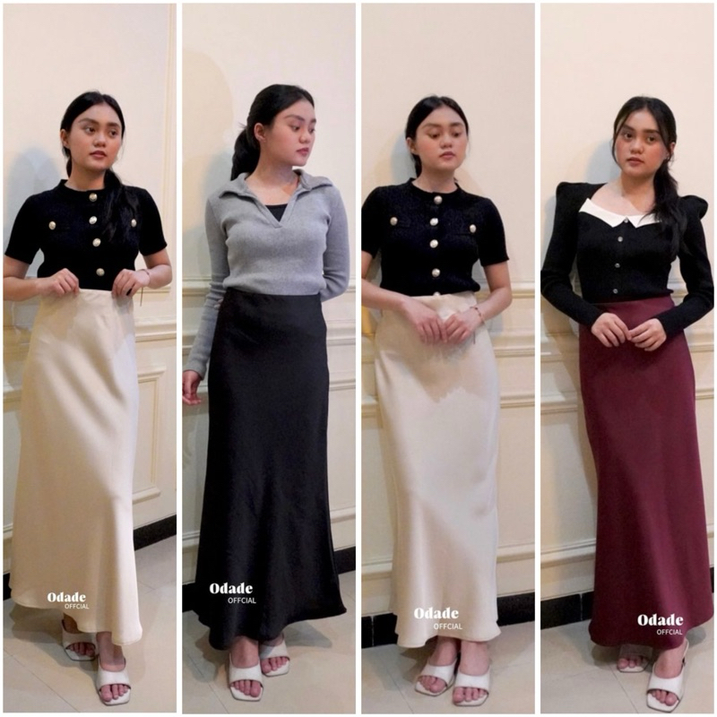 SILLA SILK | PREMUM SILK SKIRT ,Rok silk premium,Rok panjang wanita