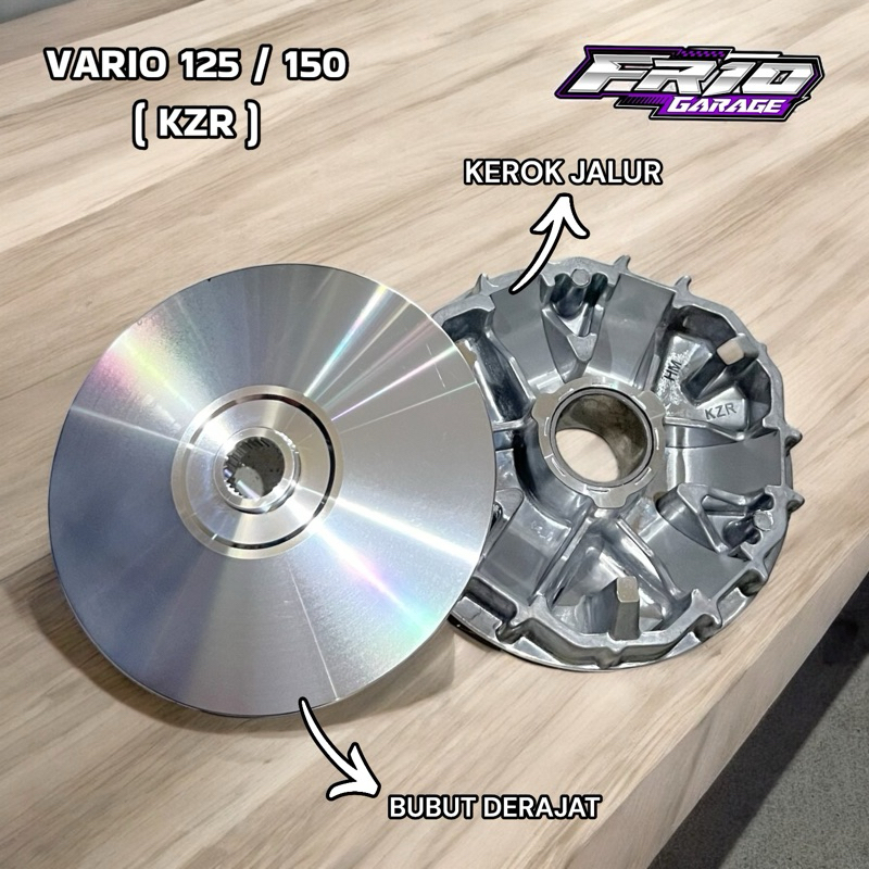 PULLEY VARIO CUSTOM 1 SET BUBUT + KEROK JALUR PART ORIGINAL PULI KODE (KZR) VARIO125 OLD/VARIO125 LE