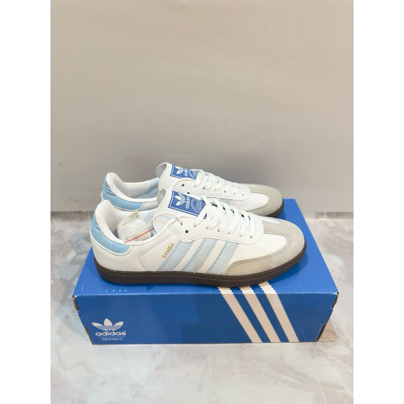 Sepatu Adidas Samba Authentic Original Mirror 1:1 Putih Biru Casual