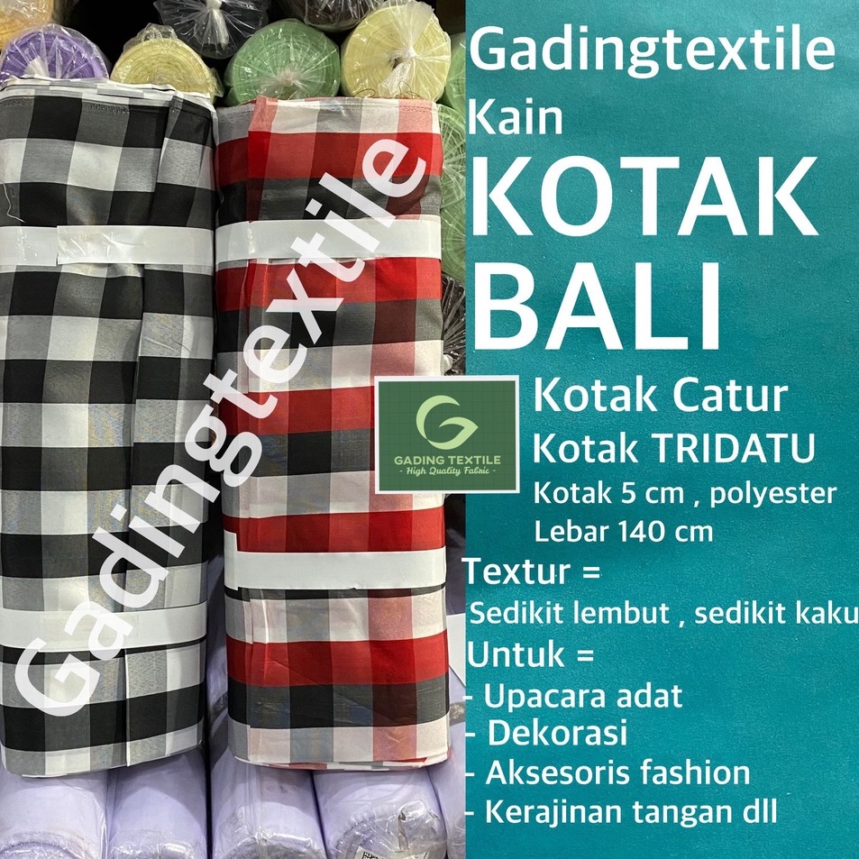 per setengah meter kain kotak kotak bali catur tridatu 5 cm lebar 14 cm eceran upacara adat taplak m