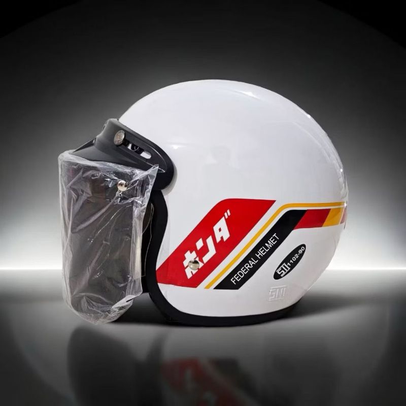 HELM BOGO RETRO DEWASA MOTIF GL SERIES kaca datar