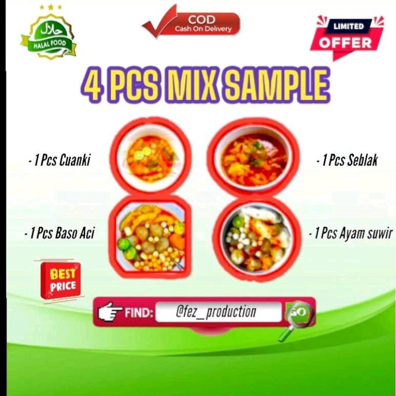 

PAKET ICIP ICIP 4 PCS 1 SEBLAK / 1 CUANKI / 1 BOCI / 1 AYAM SUWIR INSTAN TERMURAH