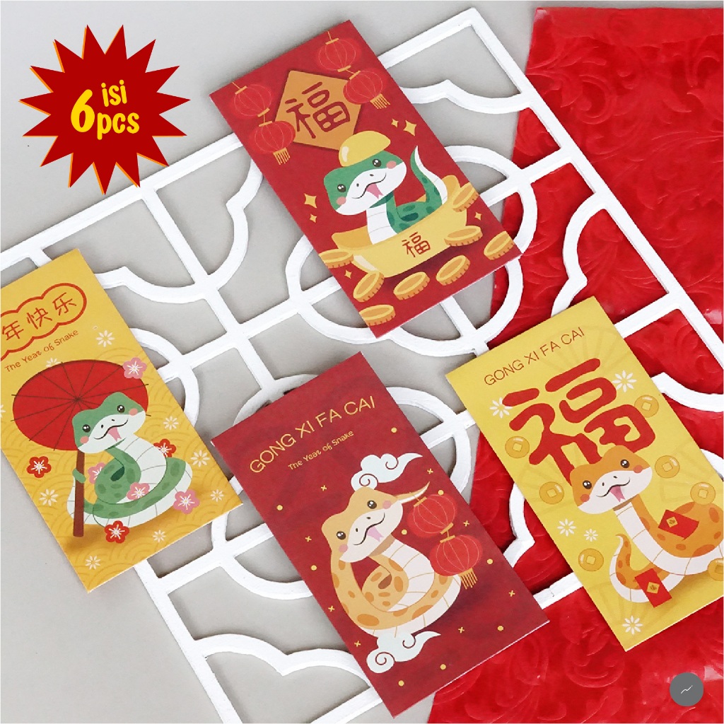 

6pcs Angpao Imlek Ular Angpau Sincia Snake Angpao Xin Nian 2025 Amplop Tahun Baru CNY
