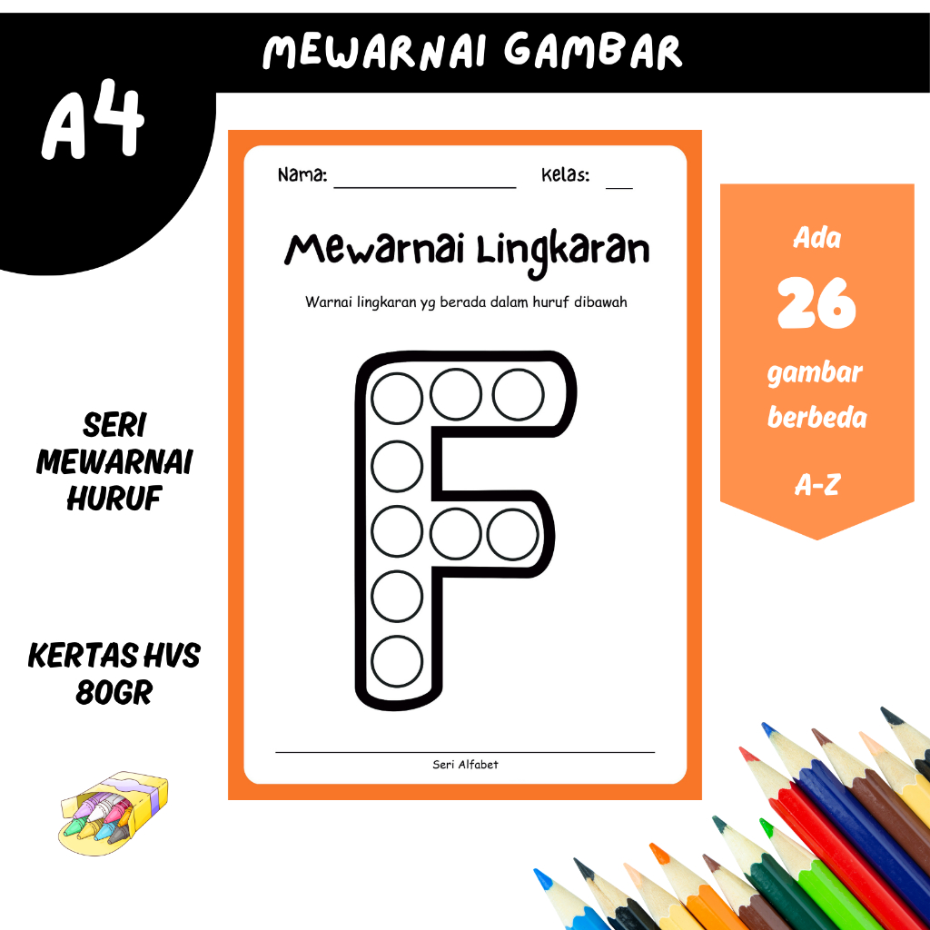 

Mewarnai Gambar Huruf Alphabet 02 Kertas Mewarnai Huruf HVS 80gr