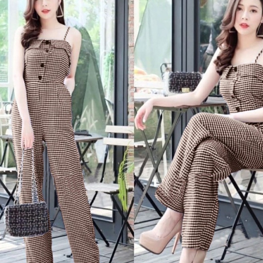 Terbaru FWG  JS BANGKOK  JUMPSUIT KOTAK  JUMPSUIT WANITA  JUMPSUIT  OVERALL JUMPSUIT  BAJU