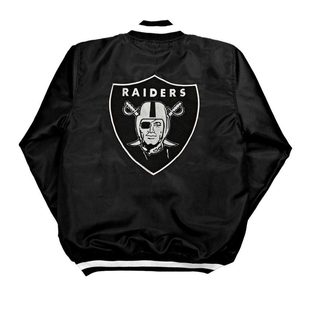 LIMITED Raiders Bomber Jacket Varsity NFL Black Full Embroidery - Akar Official Shop