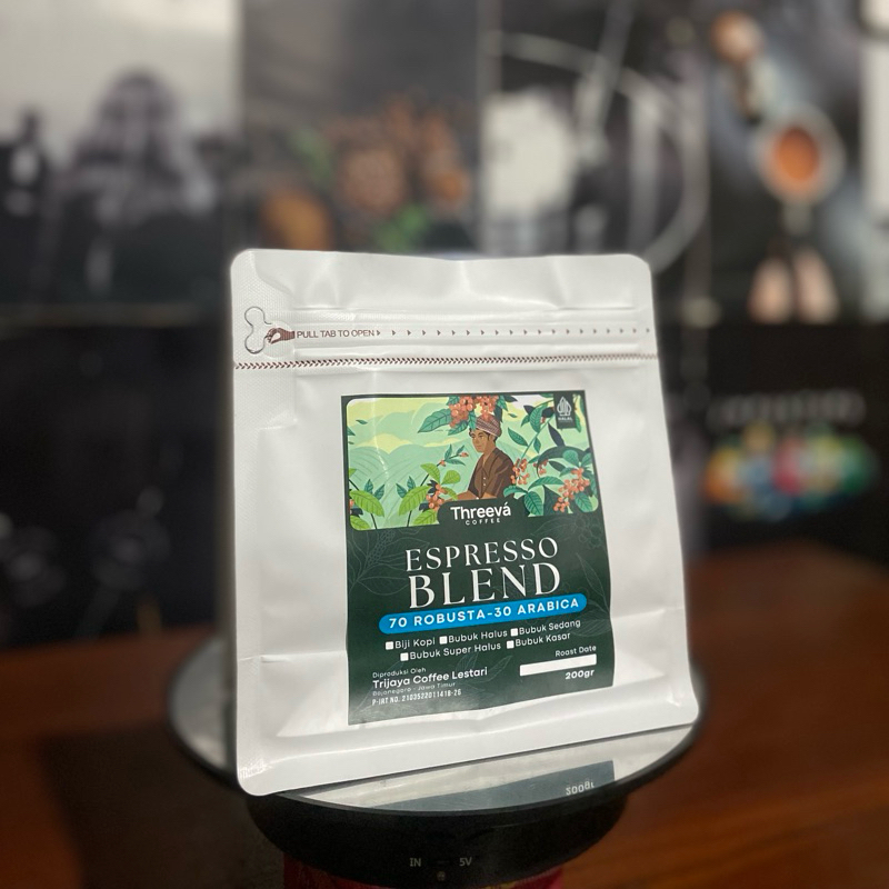 

ESPRESSO BLEND 70%ROBUSTA 30%ARABICA 200gr - GRADE 1 HOUSE BLEND Coffee Robusta Arabica - Bisa Biji Kopi Espresso blend atau Bubuk Kopi Espresso blend - Cocok Untuk Bahan Espresso, kopi susu brown sugar atau latte art