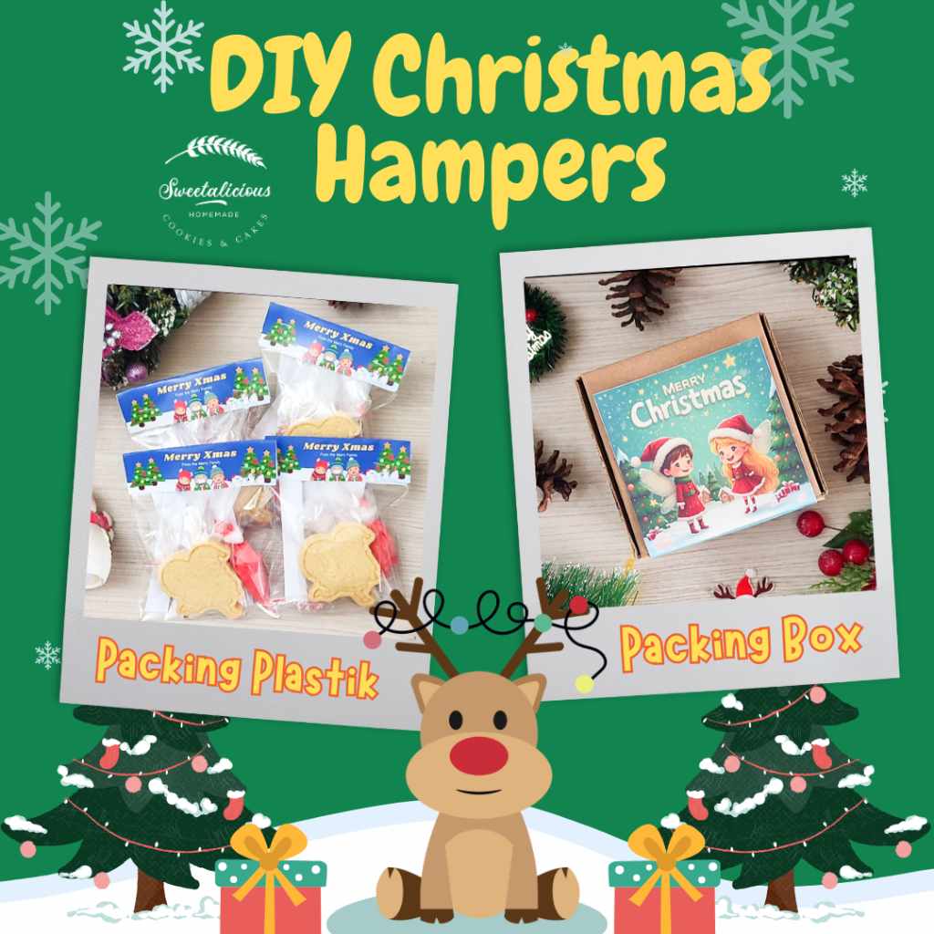 

DIY Cookies Hampers Tema Christmas Natal Santa Gingerman Snowman