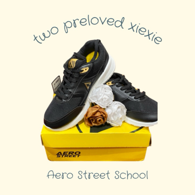 Aerostreet 39 Osaka Putih Hitam Emas - Sepatu Sneakers Casual