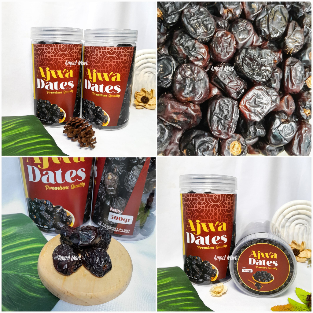 

Kurma Ajwa Madinah 500gr PREMIUM GRADE ONE Ajwa Madinah Dates 500gr Kemasan TOPLES 500gr