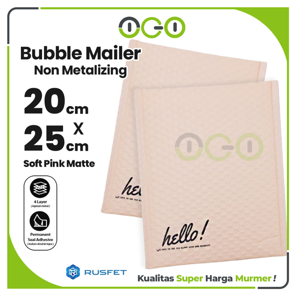 

Amplop Bubble Mailer Soft Pink 20 x 25 cm Harga Satuan / Amplop Packing Olshop Hello Series Rusfet
