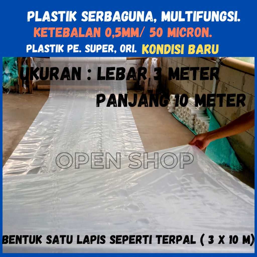 3x10 M. Plastik Serbaguna. Penutup Pelindung Pembungkus furniture,Atap GreenHouse Peternak Serbaguna