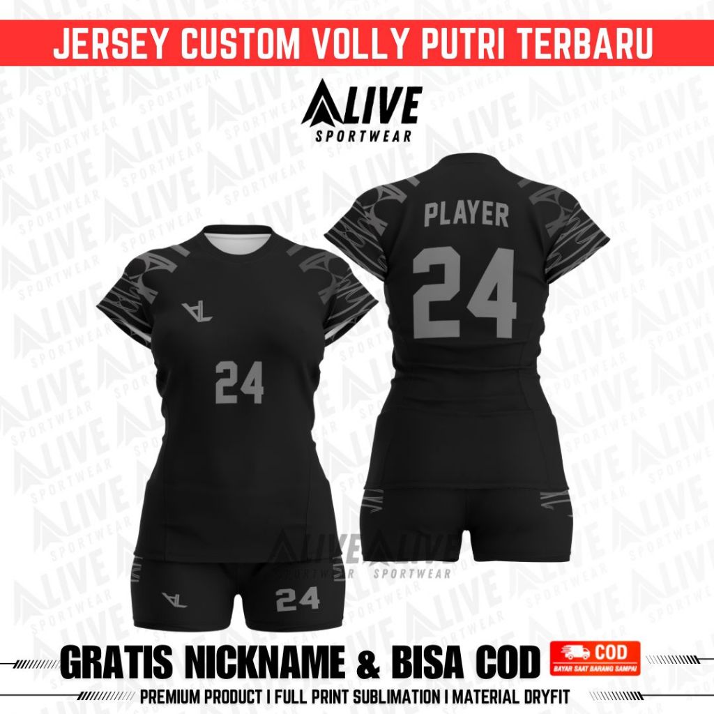 Baju Voli Wanita Costume Gratis Pasang Nama+Nomor Punggung+Nama Team
