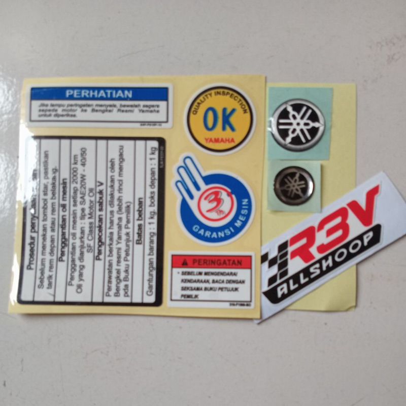 Stiker Warning Perhatian Detail Yamaha Mio J, Mio M3, Mio Soul Lengkap.