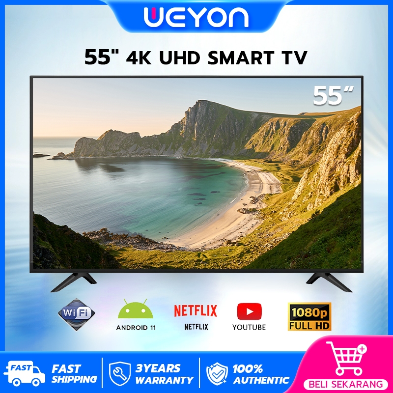 WEYON Smart TV 50/55/65 INCH TV Digital Android 4K UHD Televisi/Bluetooth / Voice Control / Dolby Au