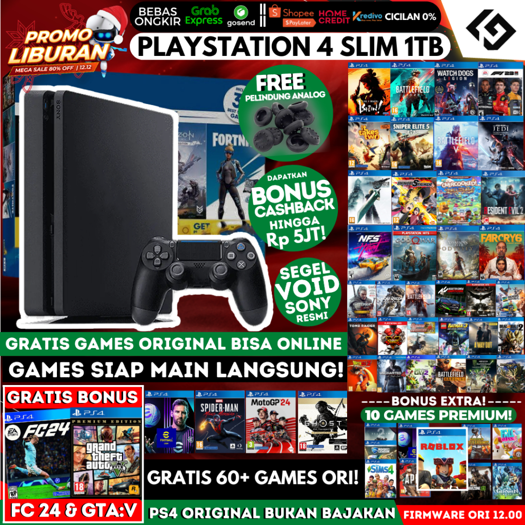 PS4 Slim 1TB Original Playstation PS 4 Garansi Panjang Free Games