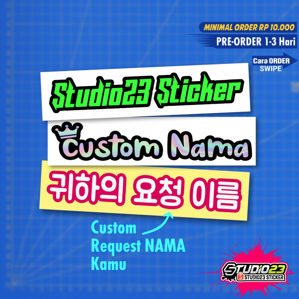 

Stiker Cutting Custom Nama Request 2warna (ukuran 10cm/12cm/15cm)