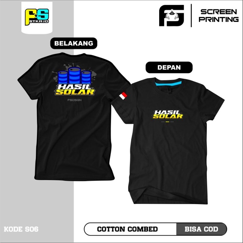 ( FSSTKR.ID ) Kaos HASIL SOLAR - Kaos Kata Kata - Berkah Solar - Kaos Katun Combed - Bahan Adem Saat