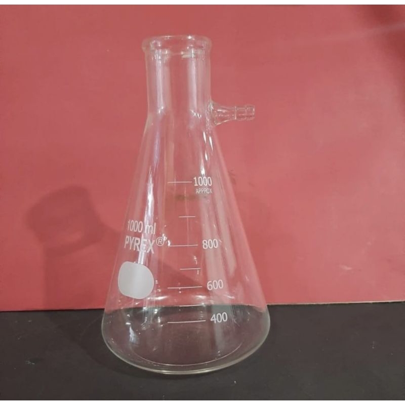 erlenmeyer pipa samping 1000ml merk pyrex