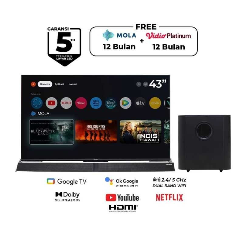 TV POLYTRON 43 INCH ANDROID TV SOUNDBAR 43BG9058
