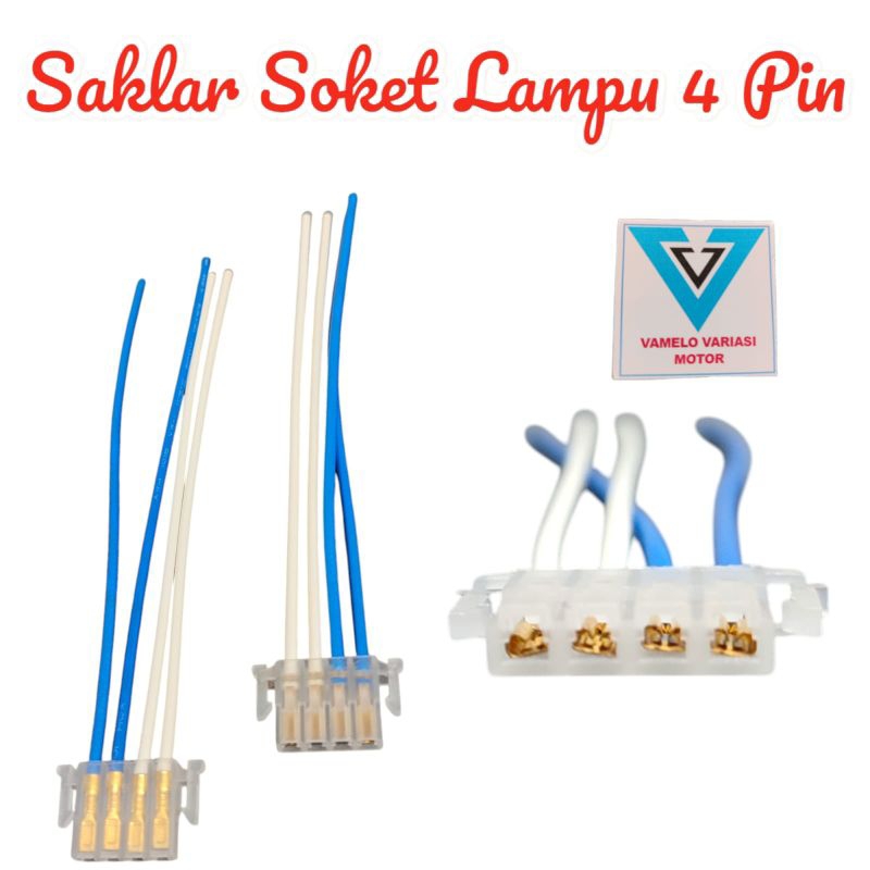 SOKET SOCKET KABEL KONEKTOR TOMBOL PASS BEAM LAMPU TOMBOL 4 PIN PASS BEAM DIM