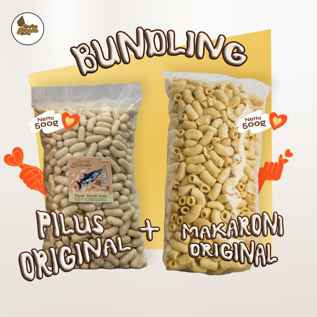 

Bundling Makaroni 500gr + Pilus Original 500gr Cemilan Sichinta