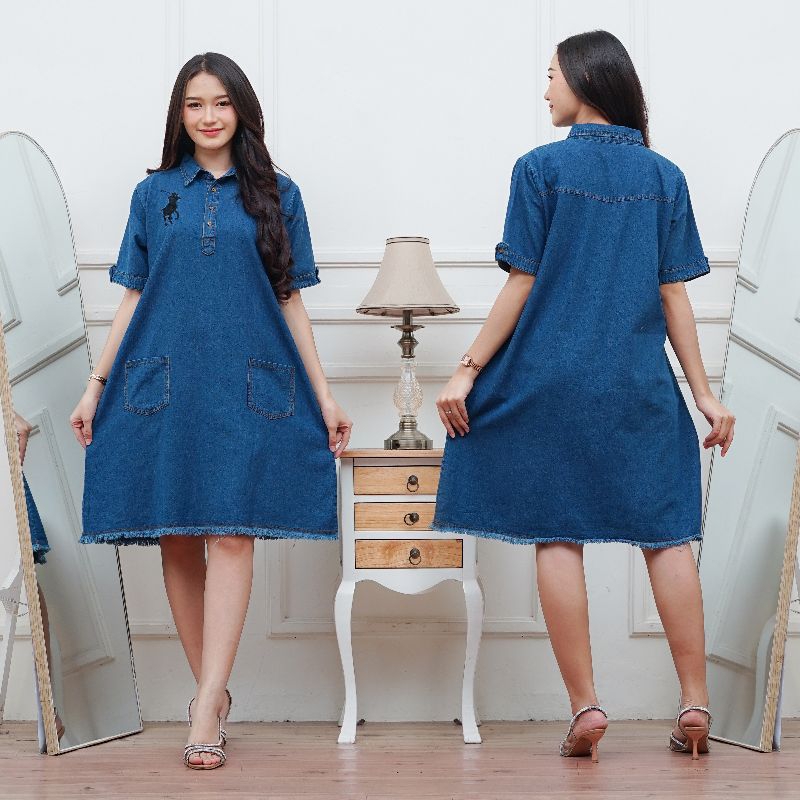 RECOMMENDED Tunik Jeans Wanita Dewasa Terbaru 2025 Kekinian Import Harga Murah Model Jumbo Bordir