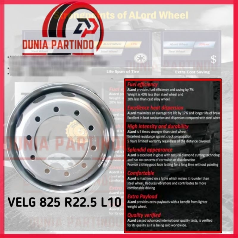 Velg 8.25X22.5 Velg Truk Bus Trailler Dumptruk ban 11 R22.5 , 295/80 R22.5