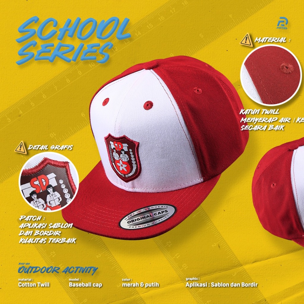 Prtbl - Topi Snapback Sekolah SD - SMP - SMA Dewasa
