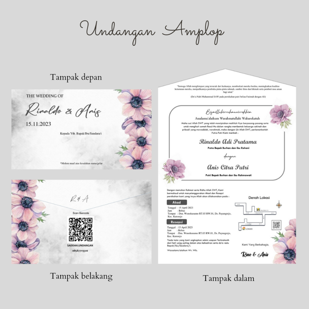 UNDANGAN WEDDING SEMI AMPLOP - UNDANGAN NIKAH - UNDANGAN AMPLOP