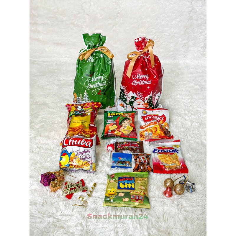 

Ready Santa’s Bag SET Hampers Bingkisan Natal Christmas Xmas Souvenir Snack Makanan Ringan Anak Anak Sudah Termasuk Isi Nya