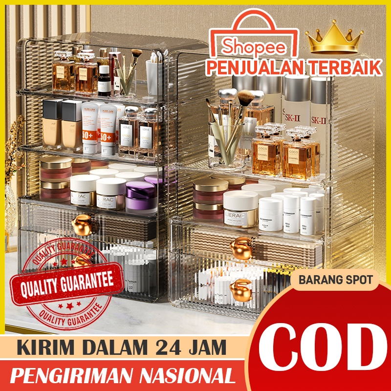 Rak Make Up Kosmetik Petak Acrylic Derajat Diamond Transparan Rak Organizer Makeup