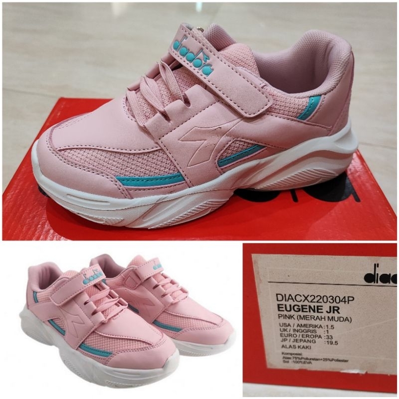 Sepatu Anak Perempuan Diadora Eugene JR Pink(MerahMuda) - ORI COUNTER