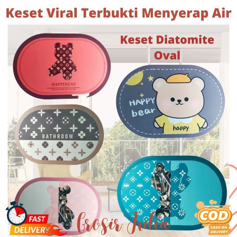 Keset Kaki Diatomite Nyerap Air / Alas kaki Diatomite Anti Slip Anti Bau Nyerap Air Anti Bakteri/ La